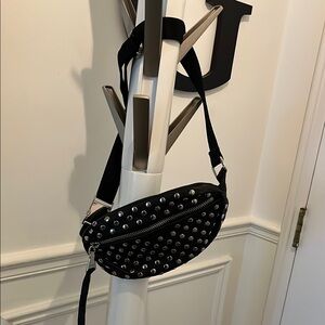 Aimee Kestenberg Black leather studded crossbody/waistbag. Adjustable.